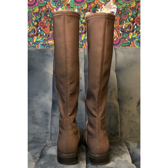 Stuart Weitzman Size 6.5 Greer City Boots Gray Suede Knee High Flat Block Heel - Picture 5 of 8